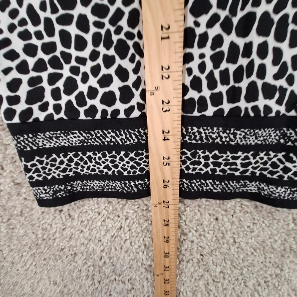 Michael Kors Top Women XL Black Animal Print Keyhole Neck Long Sleeve Boho